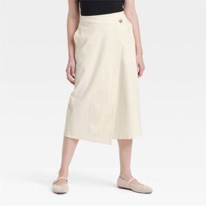 Universal Thread Asymmetrical Cream Khaki Wrap Midi Maxi Skirt Size 2 NEW